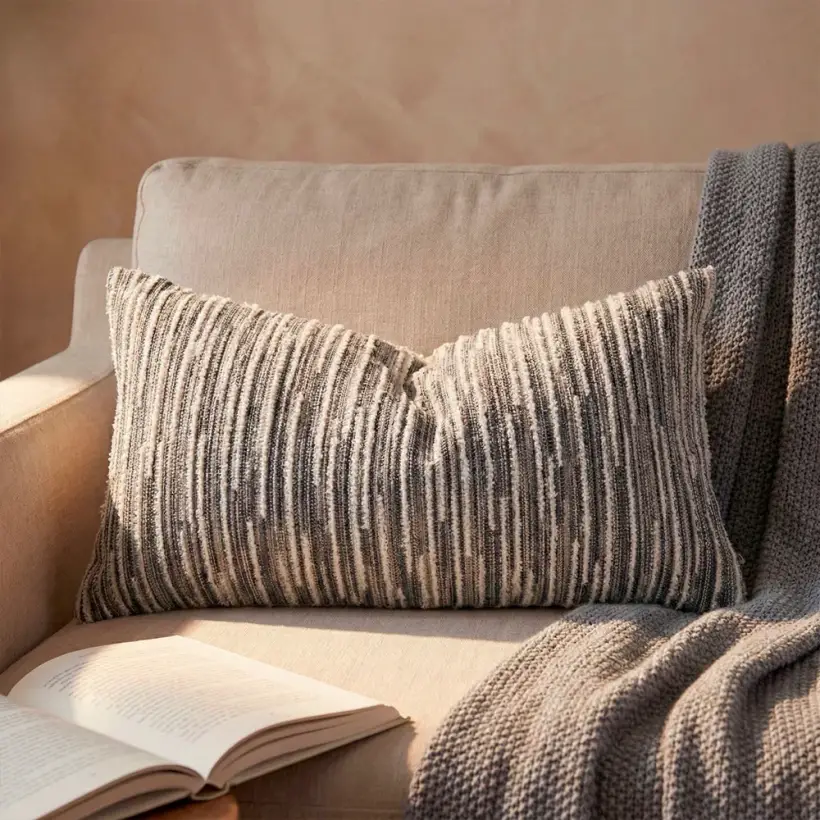 Liora Kırlent Kılıfı 35x70 cm Ekru-Gri - 
