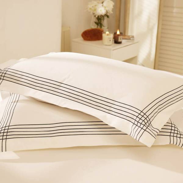 %100 Pamuk Saten 2'li Yastık Kılıfı Lacivert - Loe Serisi - Penelope