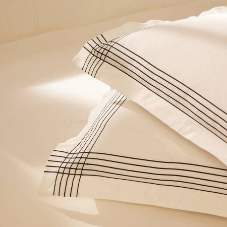 %100 Pamuk Saten 2'li Yastık Kılıfı Lacivert - Loe Serisi - 3