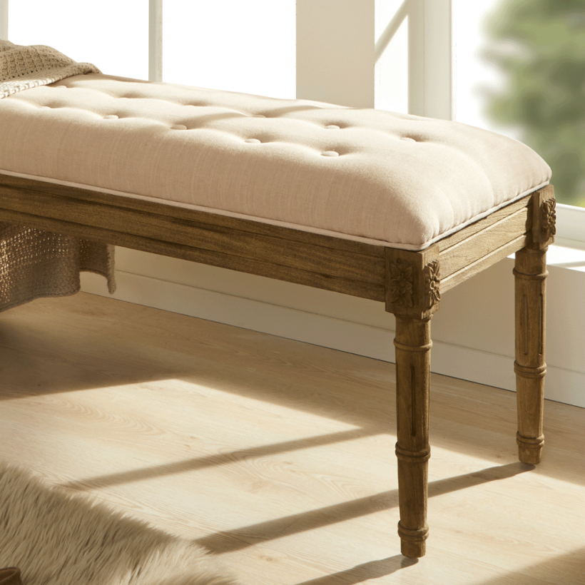 Louvre Bench 120x40x40 cm Krem - Penelope