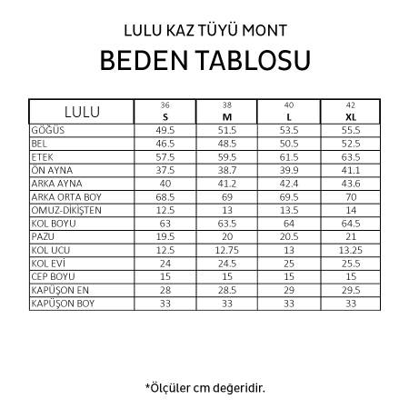%100 Kaz Tüyü Mont Siyah XL - Lulu Koleksiyonu - 6
