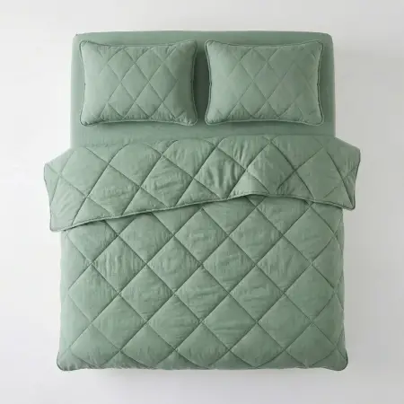 Microfiber Kumaş Çift Kişilik Yeşil Yastık Yorgan Seti - Colors in Comfort - Penelope (1)