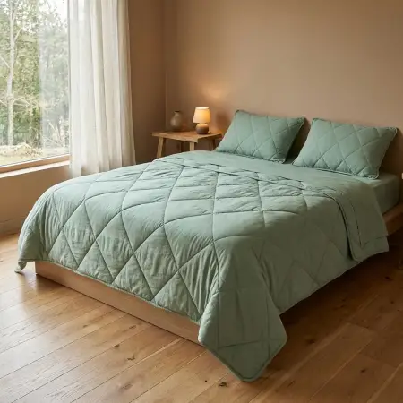 Microfiber Kumaş Çift Kişilik Yeşil Yastık Yorgan Seti - Colors in Comfort - 1