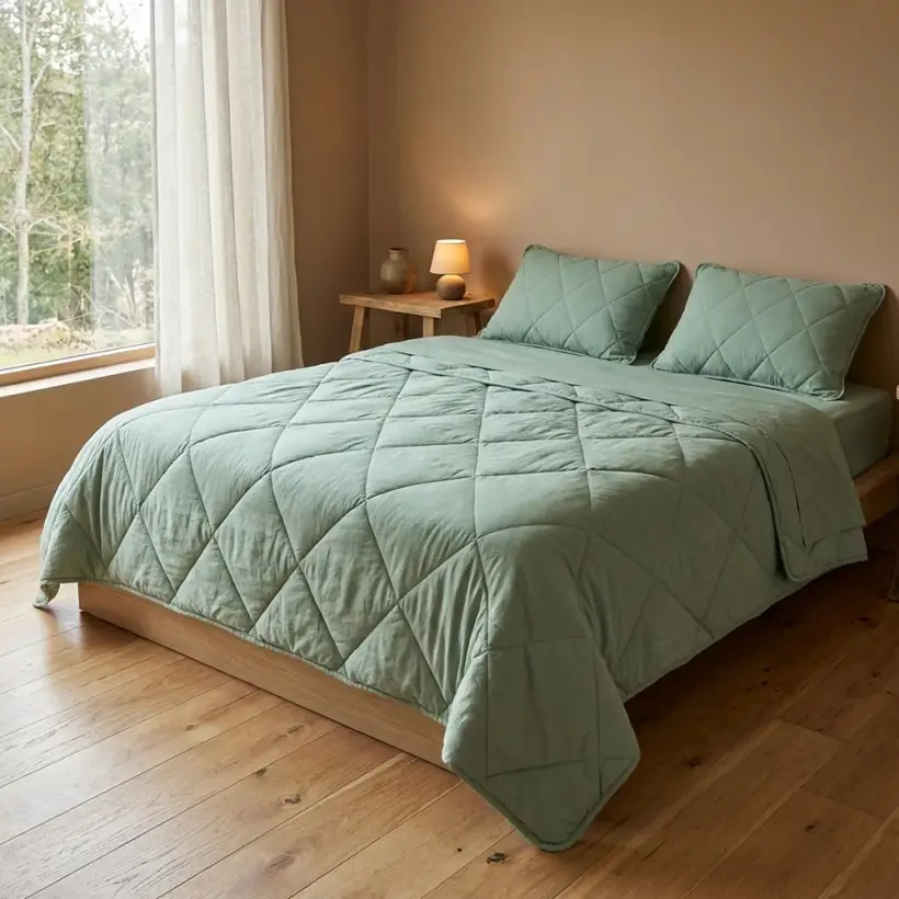 Microfiber Kumaş Çift Kişilik Yeşil Yastık Yorgan Seti - Colors in Comfort - Penelope