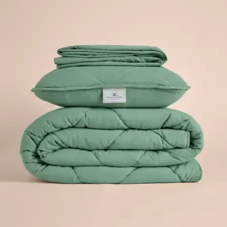 Microfiber Kumaş Tek Kişilik Yeşil Yastık Yorgan Seti - Colors in Comfort - 1