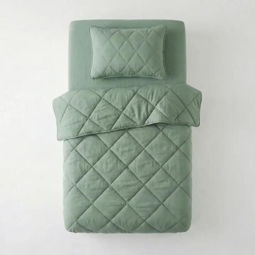 Microfiber Kumaş Tek Kişilik Yeşil Yastık Yorgan Seti - Colors in Comfort - 