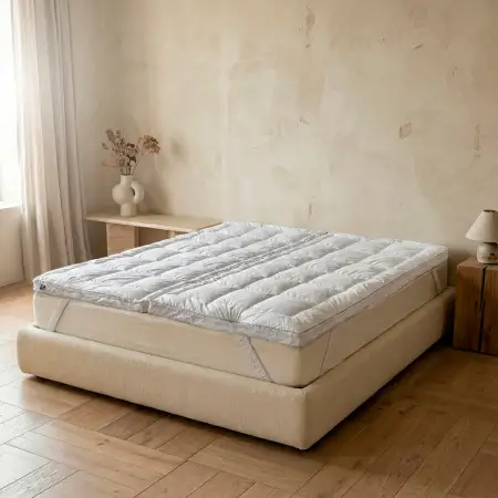 %100 Pamuk Yün Fermuarlı 2'ye Ayrılabilen Topper 200x200 cm - Nature Comfort Serisi - 1