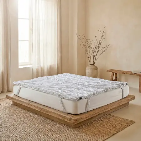 %100 Pamuk Yün 4 Mevsim 2'ye Ayrılabilen Topper 200x200 cm - Nature Pro Comfort Serisi - Penelope (1)