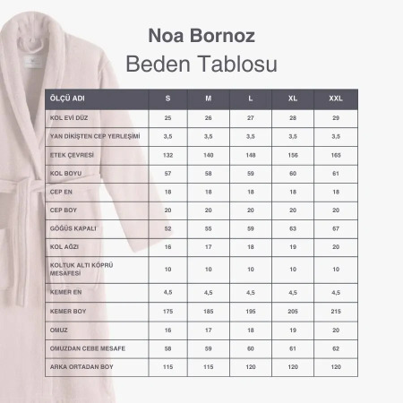 %100 Pamuk Bornoz Beyaz - Noa Serisi - 6
