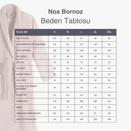 %100 Pamuk Bornoz Taş Rengi M - Noa Serisi - 5