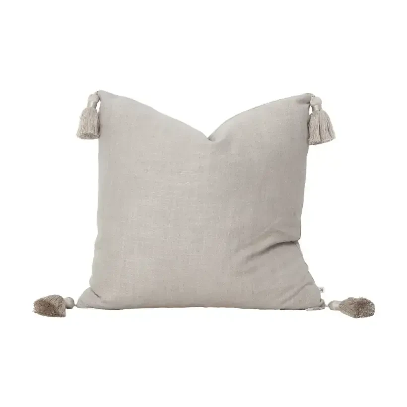 Nora Püsküllü Kırlent Kılıfı 50x50 cm Koyu Naturel - PENELOPE
