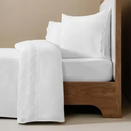 %100 Pamuk 200 TC Nevresim Takımı 200x220 cm Beyaz - Alba Serisi - 1