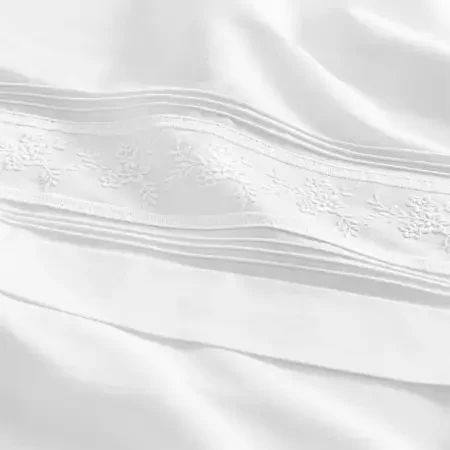 %100 Pamuk 200 TC Nevresim Takımı 200x220 cm Beyaz - Vera Serisi - 5