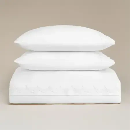 %100 Pamuk 200 TC Nevresim Takımı 240x220 cm Beyaz - Alba Serisi - 6