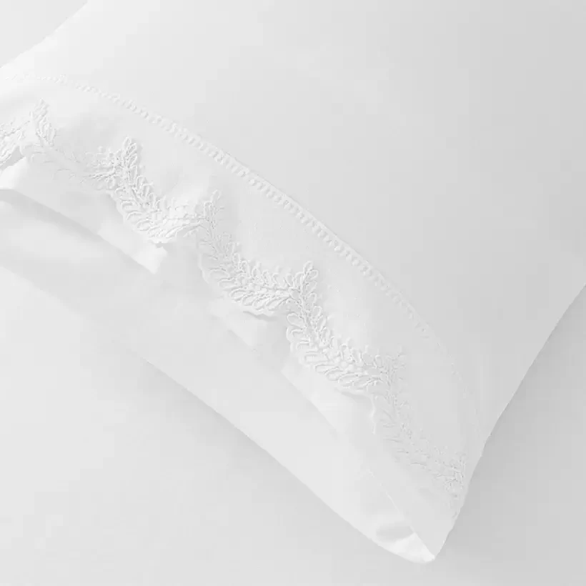 %100 Pamuk 200 TC Nevresim Takımı 240x220 cm Beyaz - Alba Serisi - 