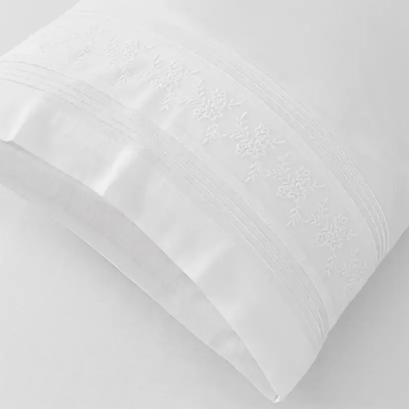 %100 Pamuk 200 TC Nevresim Takımı 240x220 cm Beyaz - Vera Serisi - 
