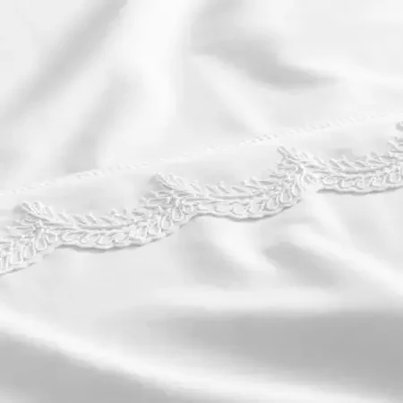 %100 Pamuk 200 TC Nevresim Takımı 260x240 cm Beyaz - Alba Serisi - 5