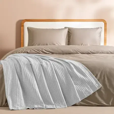 %100 Pamuk Çift Kişilik Pike 220x240 cm Gri - Lia Serisi - 1