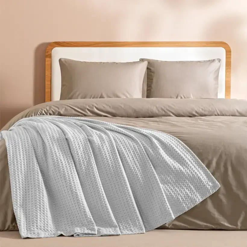 %100 Pamuk Çift Kişilik Pike 220x240 cm Gri - Lia Serisi - Penelope