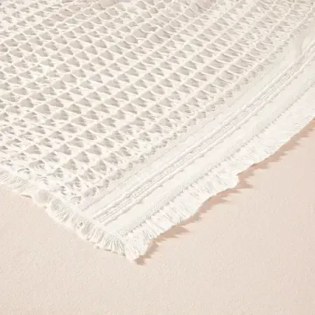 %100 Pamuk Dokuma Yatak Örtüsü 240x250 cm Beyaz - Belinda Serisi - 3