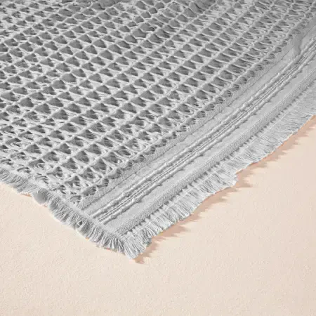 %100 Pamuk Dokuma Yatak Örtüsü 240x250 cm Gri - Belinda Serisi - 3