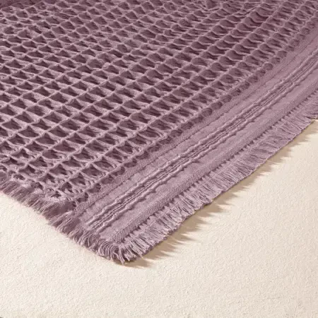 %100 Pamuk Dokuma Yatak Örtüsü 240x250 cm Mürdüm - Belinda Serisi - 3