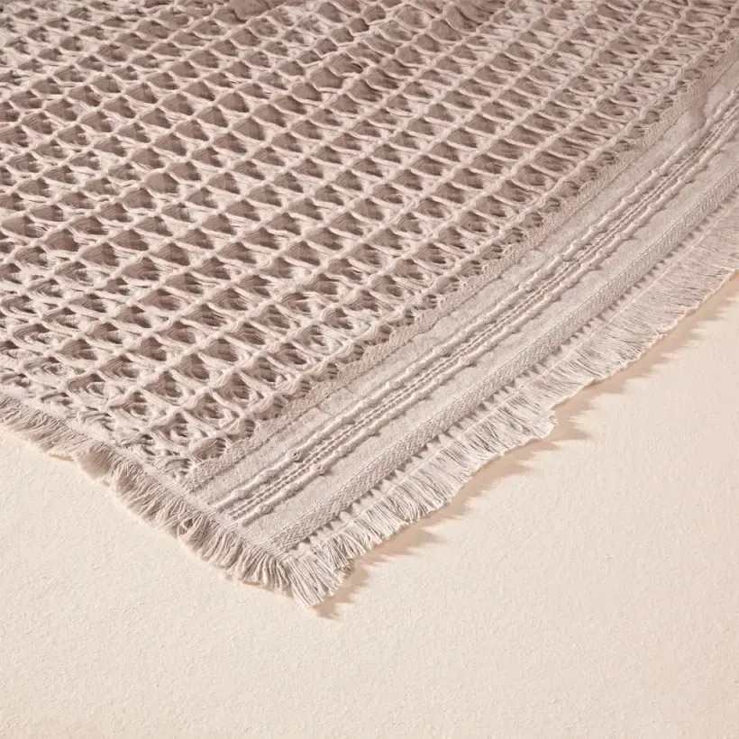 %100 Pamuk Dokuma Yatak Örtüsü 240x250 cm Pudra - Belinda Serisi - 