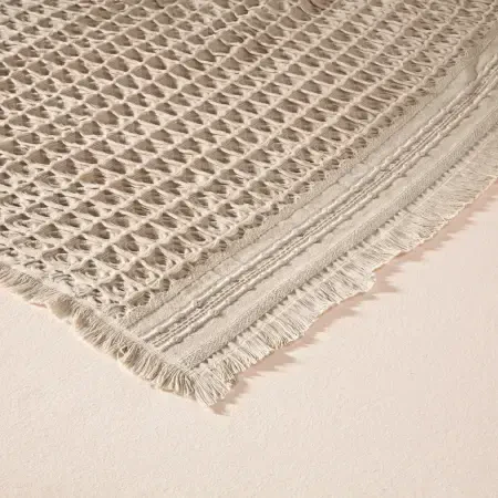 %100 Pamuk Dokuma Yatak Örtüsü 240x250 cm Taş - Belinda Serisi - 3