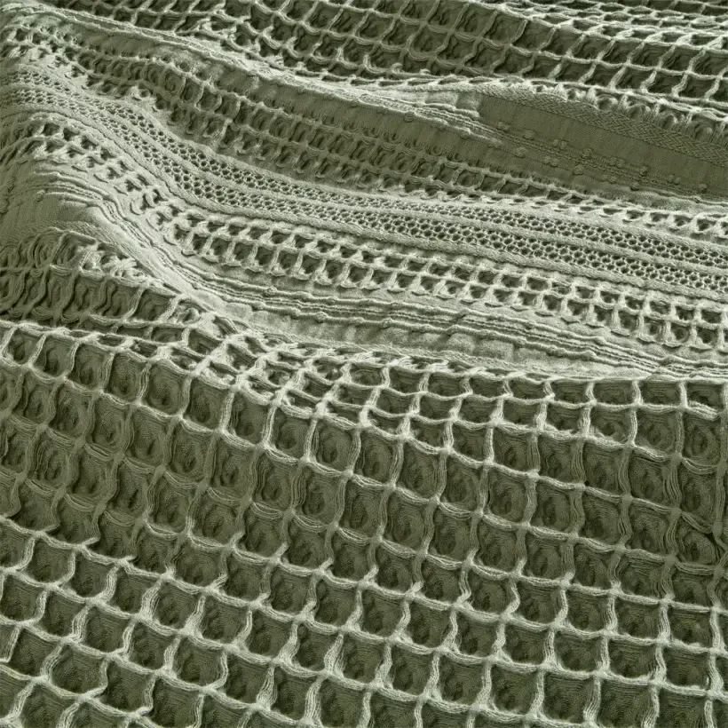 %100 Pamuk Dokuma Yatak Örtüsü 240x250 cm Yeşil - Belinda Serisi - 