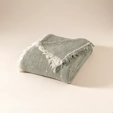 %100 Pamuk Müslin Yatak Örtüsü 160x240 cm Gri - Glen Serisi - 5