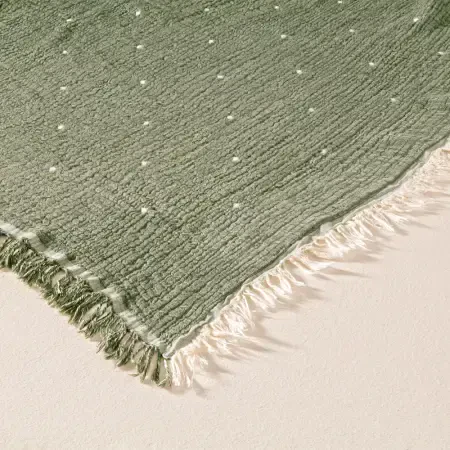 %100 Pamuk Müslin Yatak Örtüsü 160x240 cm Yeşil - Glen Serisi - 3