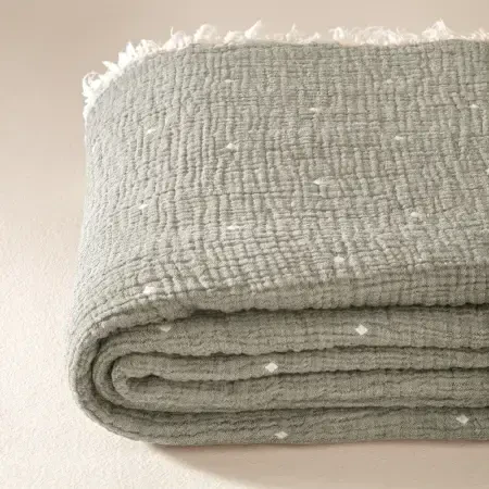 %100 Pamuk Müslin Yatak Örtüsü 220x240 cm Gri - Glen Serisi - 4