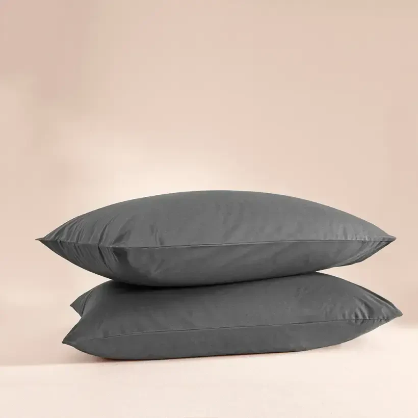 %100 Pamuk Percale 2'li Yastık Kılıfı Antrasit - Pure Serisi - Penelope