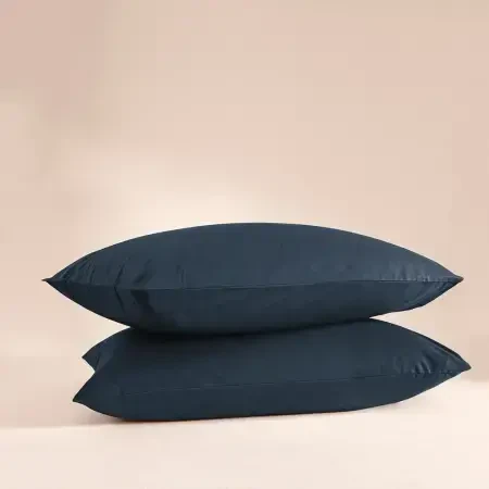 %100 Pamuk Percale 2'li Yastık Kılıfı Lacivert - Pure Serisi - 1