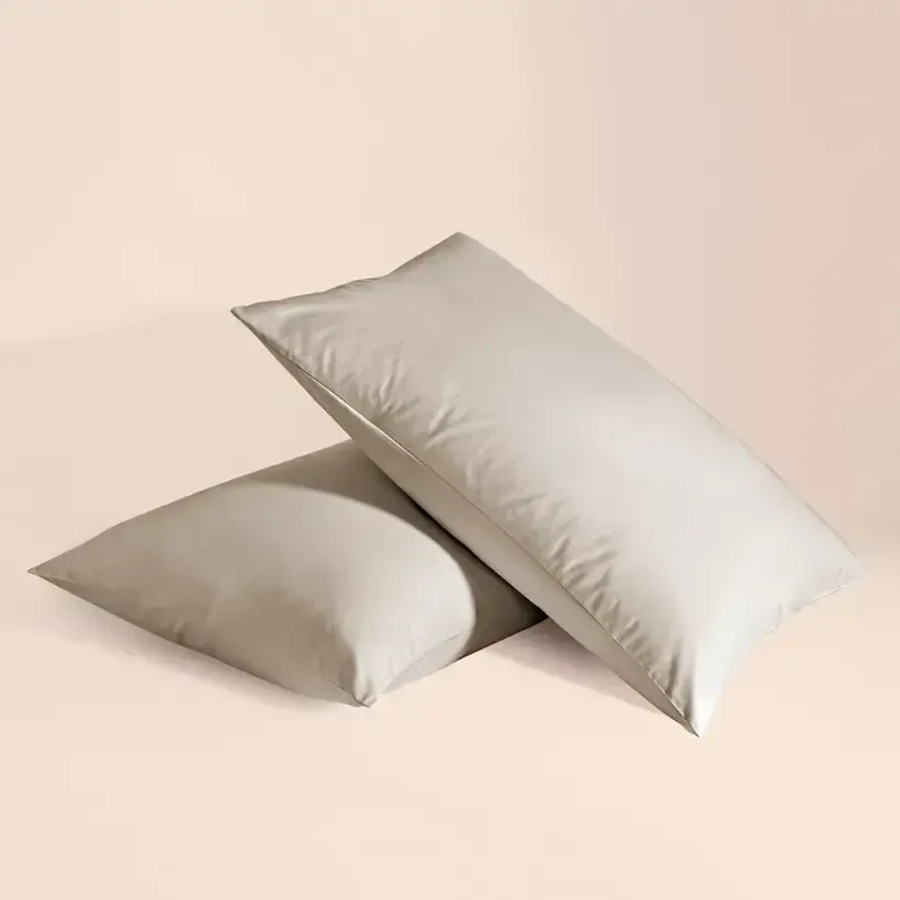 %100 Pamuk Percale 2'li Yastık Kılıfı Taş Rengi - Pure Serisi - 