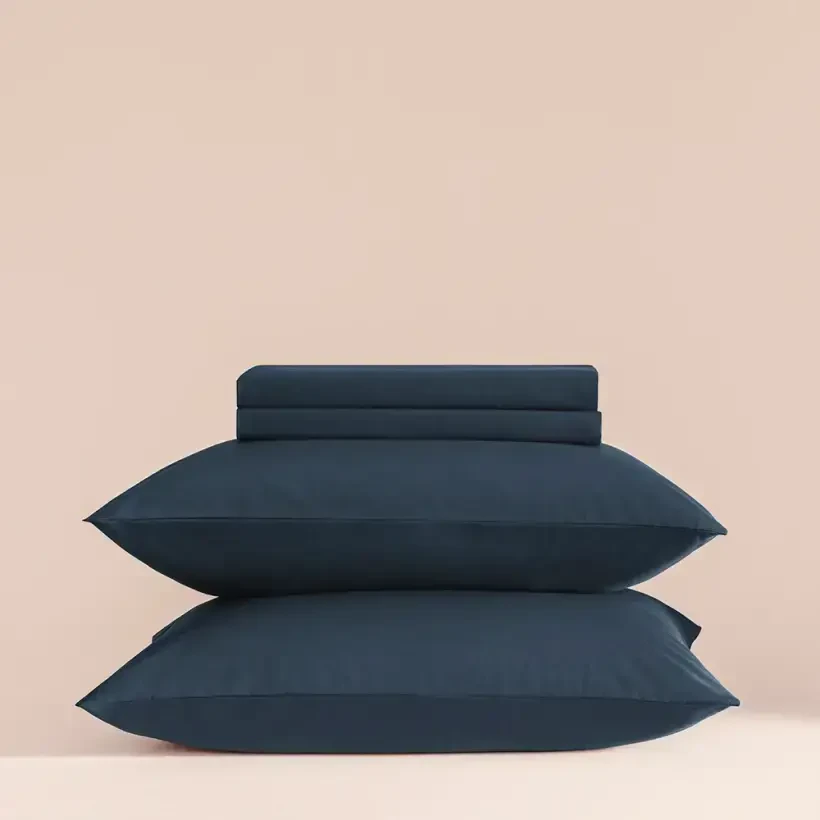 %100 Pamuk Percale Lastikli Çarşaf 100x200 cm Lacivert - Pure Serisi - 