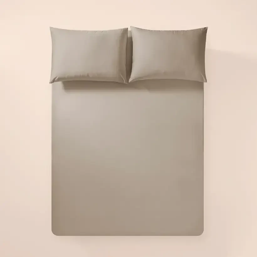 %100 Pamuk Percale Lastikli Çarşaf 100x200 cm Taş Rengi - Pure Serisi - 