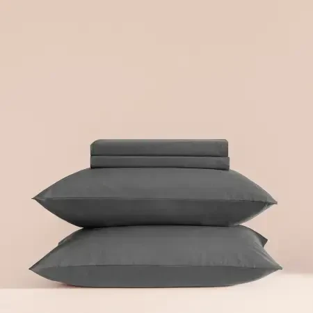 %100 Pamuk Percale Lastikli Çarşaf 160x200 cm Antrasit - Pure Serisi - Penelope (1)