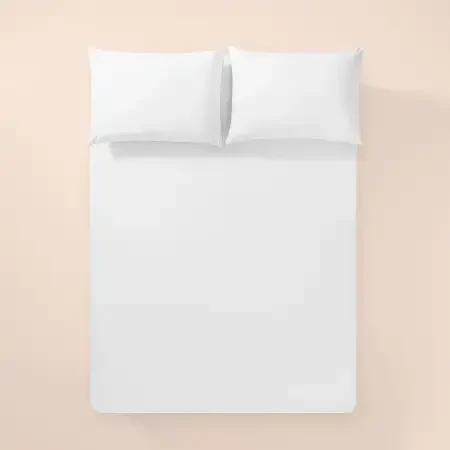 %100 Pamuk Percale Lastikli Çarşaf 160x200 cm Beyaz - Pure Serisi - 1