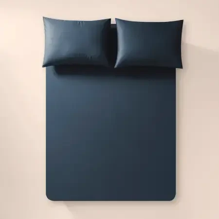 %100 Pamuk Percale Lastikli Çarşaf 160x200 cm Lacivert - Pure Serisi - 1