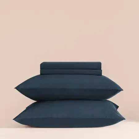 %100 Pamuk Percale Lastikli Çarşaf 200x200 cm Lacivert - Pure Serisi - Penelope (1)