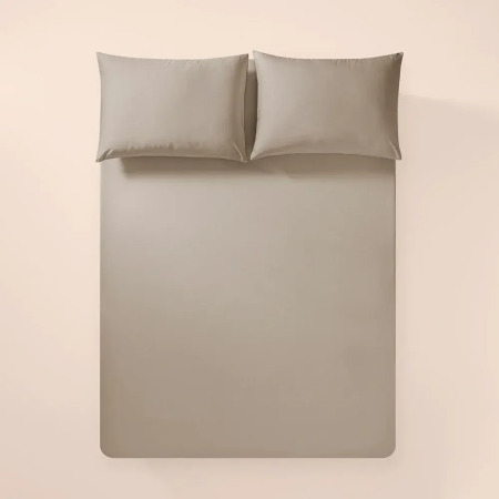 %100 Pamuk Percale Lastikli Çarşaf Taş Rengi - Pure Serisi 