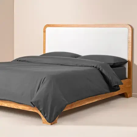 %100 Pamuk Percale Nevresim Seti Tek Kişilik 160x220 cm Antrasit - Pure Serisi - 1