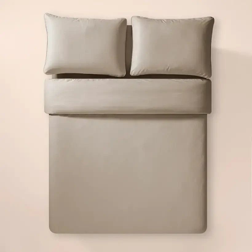%100 Pamuk Percale Nevresim Seti Tek Kişilik 160x220 cm Taş Rengi - Pure Serisi - 
