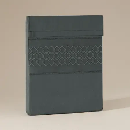 %100 Pamuk Percale Nevresim Seti 200x220 cm Antrasit - Juana Serisi - 7