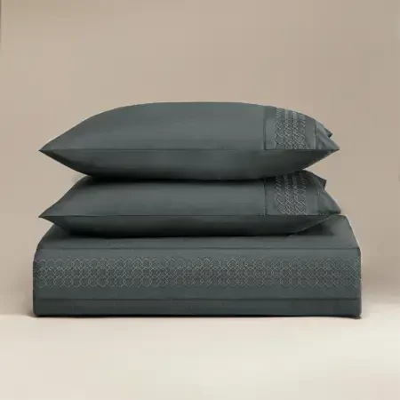 %100 Pamuk Percale Nevresim Seti 200x220 cm Antrasit - Juana Serisi - 6