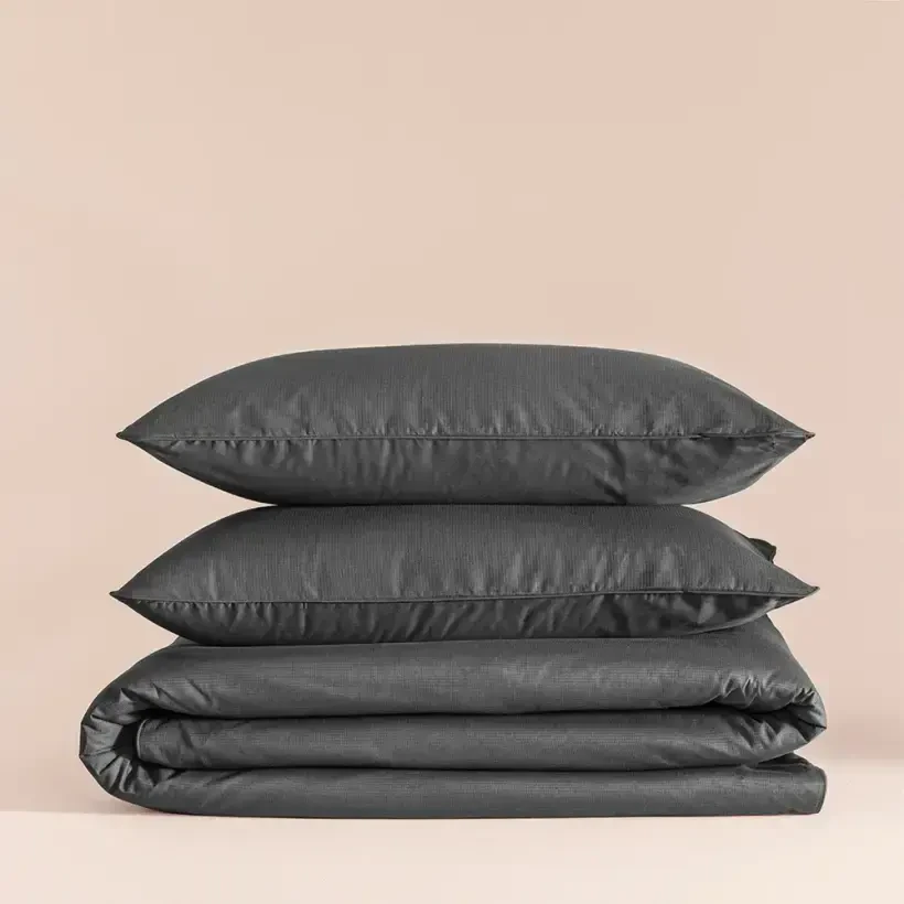 %100 Pamuk Percale Nevresim Seti 200x220 cm Antrasit - Pure Serisi - 