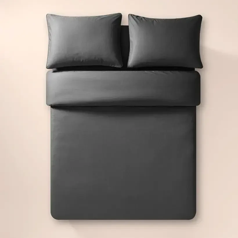 %100 Pamuk Percale Nevresim Seti 200x220 cm Antrasit - Pure Serisi - 