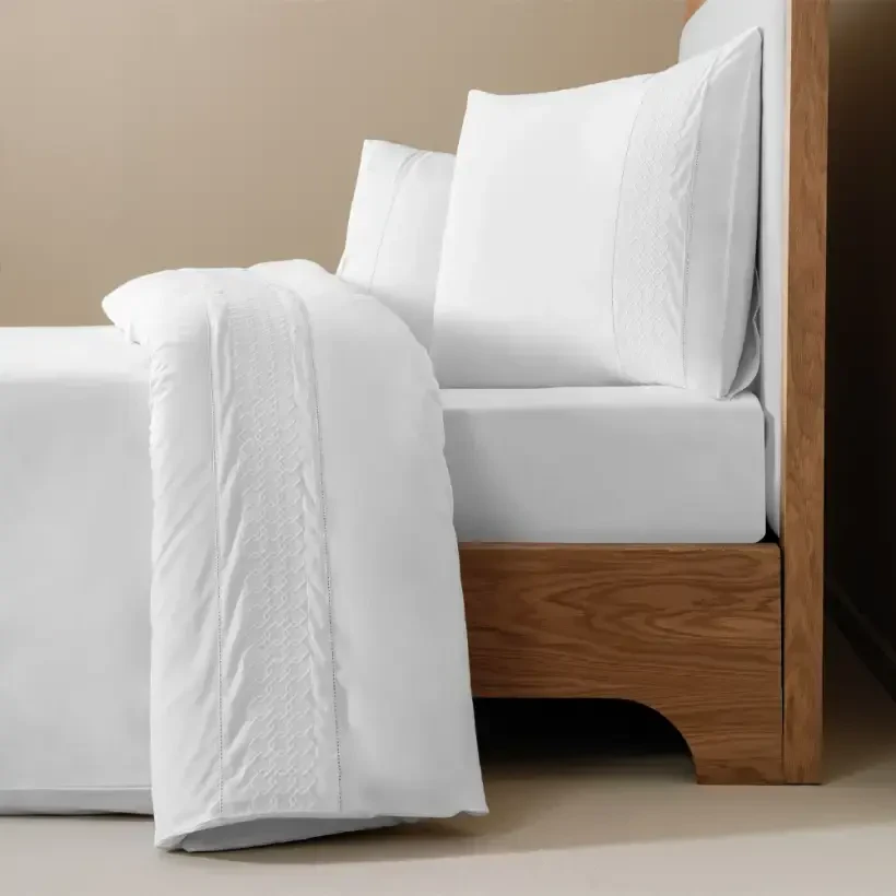%100 Pamuk Percale Nevresim Seti 200x220 cm Beyaz - Juana Serisi - PENELOPE