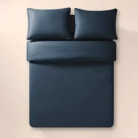 %100 Pamuk Percale Nevresim Seti 200x220 cm Lacivert - Pure Serisi - 3